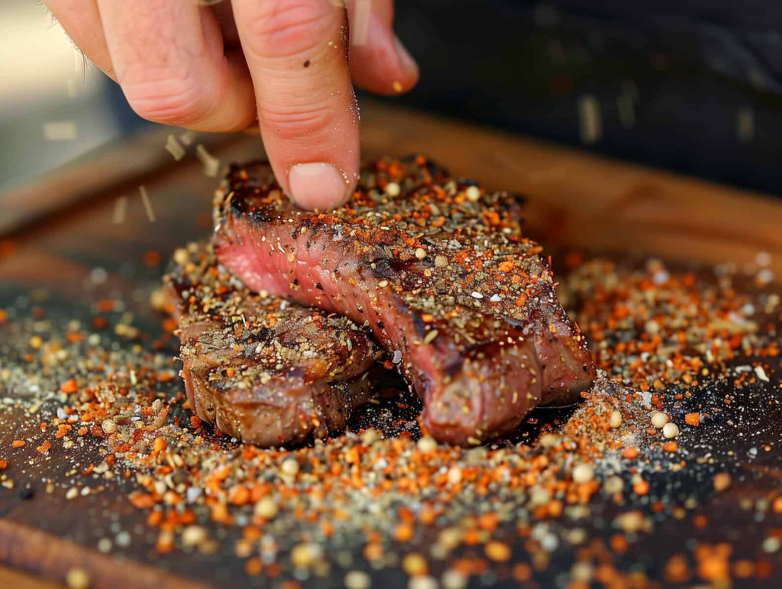 Steaks mit BBQ Rub einreiben